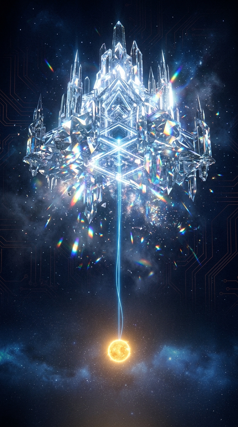 Tiny glowing golden orb floating