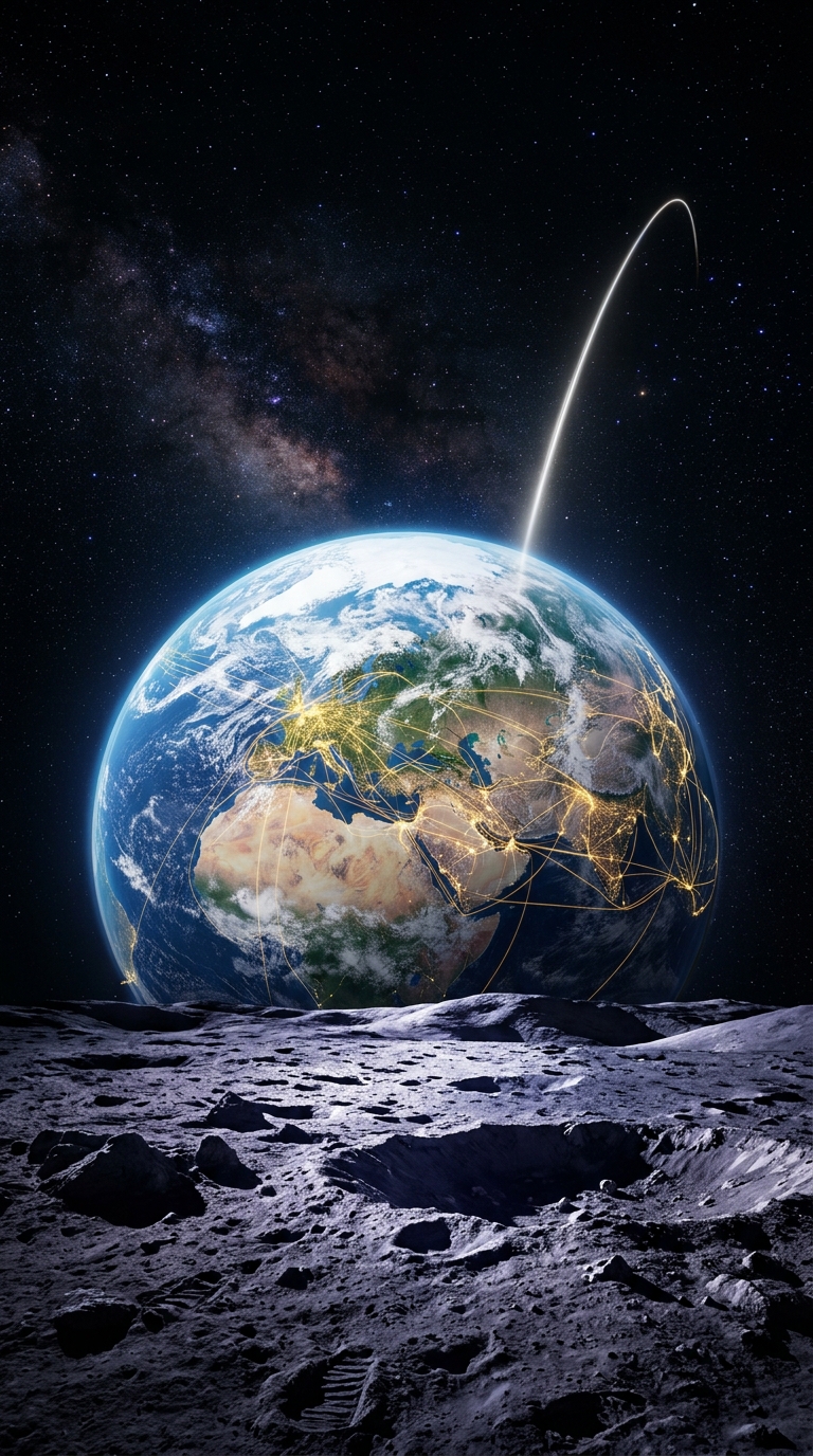 Cosmic vista from the lunar