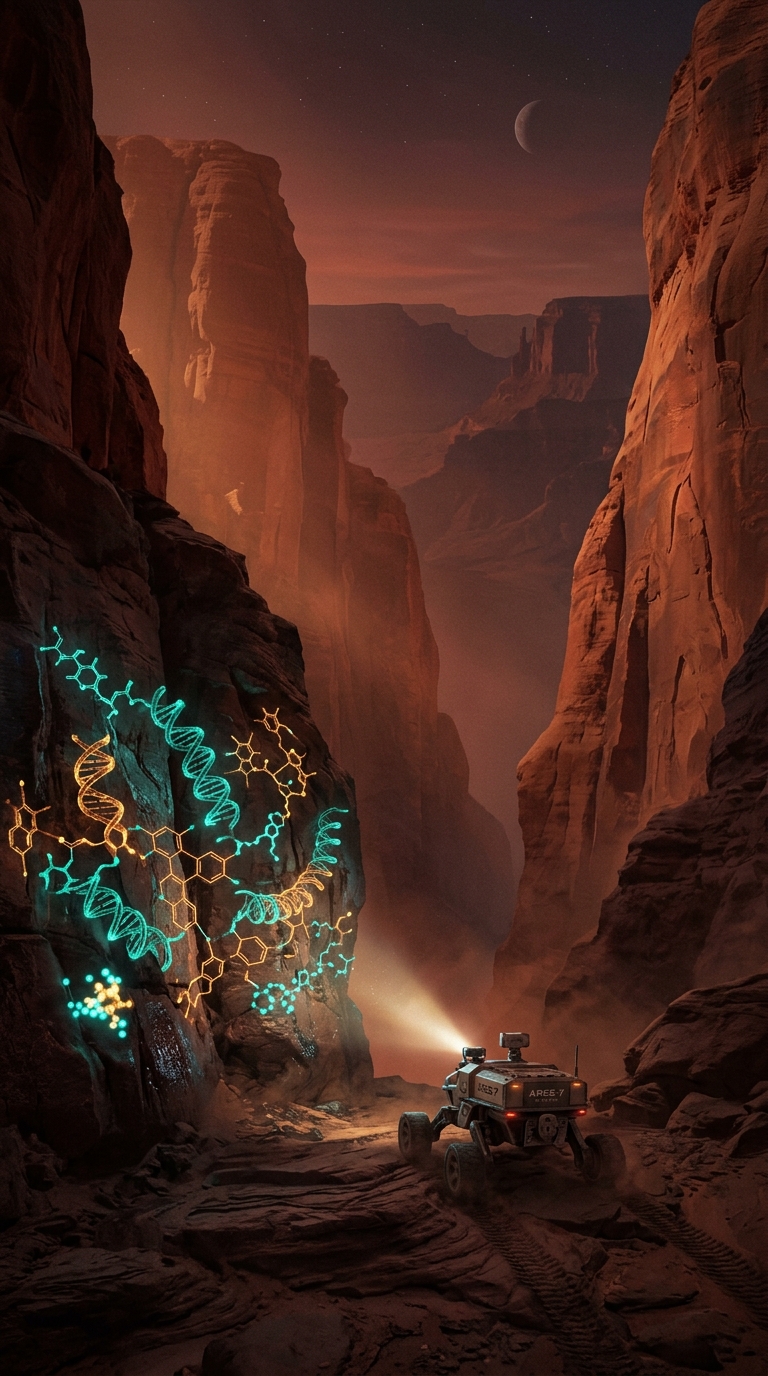 Solitary rover traverses a vast