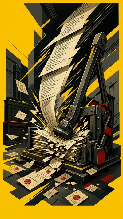 Italian Futurist poster of a mechanical oracle press in a fr…
