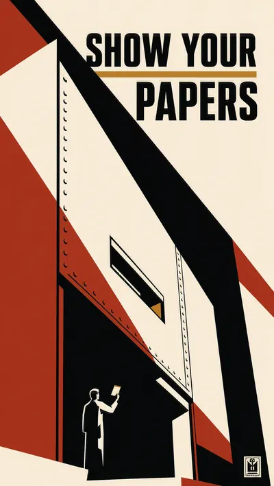 Soviet constructivist poster depicting a monumental steel ba…