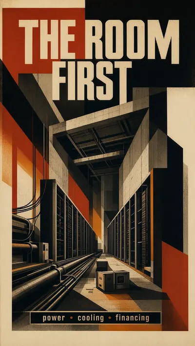 Soviet constructivist poster depicting a half-built data cen…