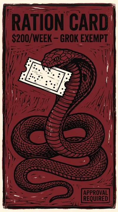 Linocut block print of a single coiled cobra rising vertical…