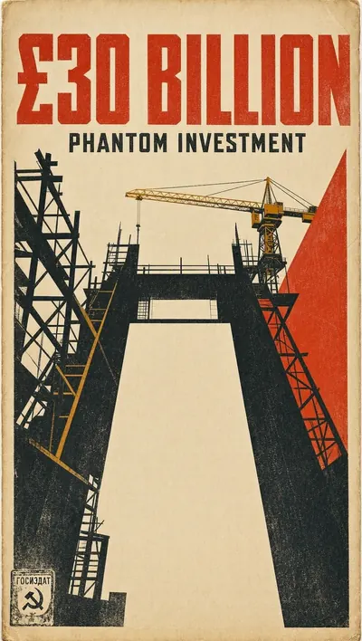 Soviet constructivist poster depicting a monumental but empt…
