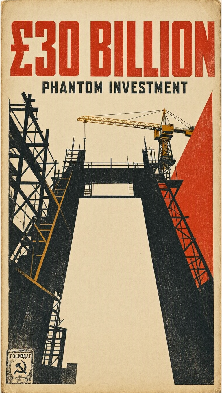 Soviet constructivist poster depicting a monumental but empt…