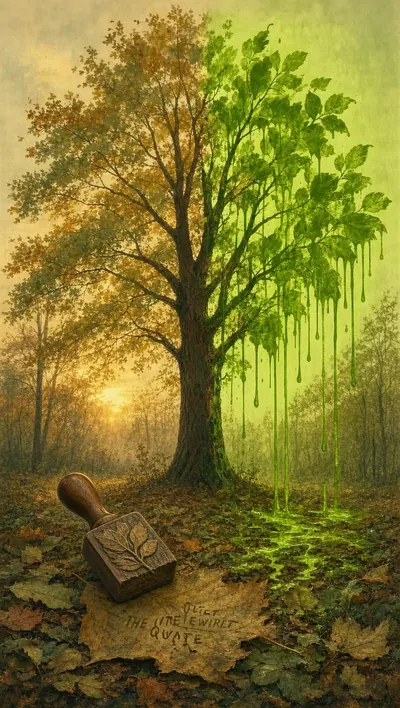 Polish poster school composition: a single vast tree stands…