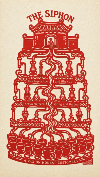 Chinese paper-cut silhouette rendered as one continuous intr…