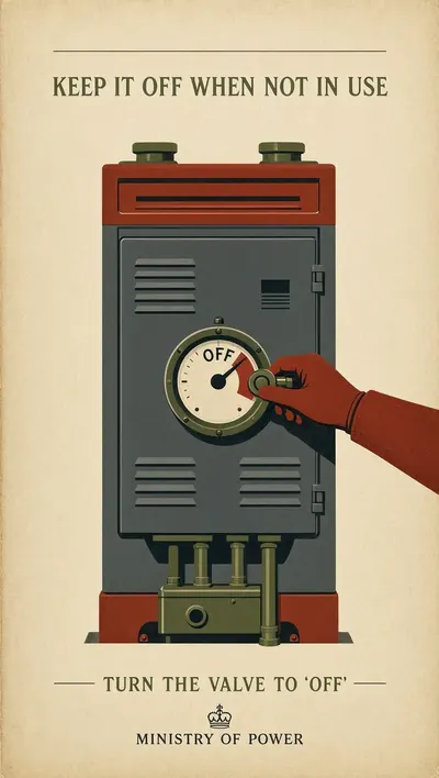 British post-war public-information poster showing a single…