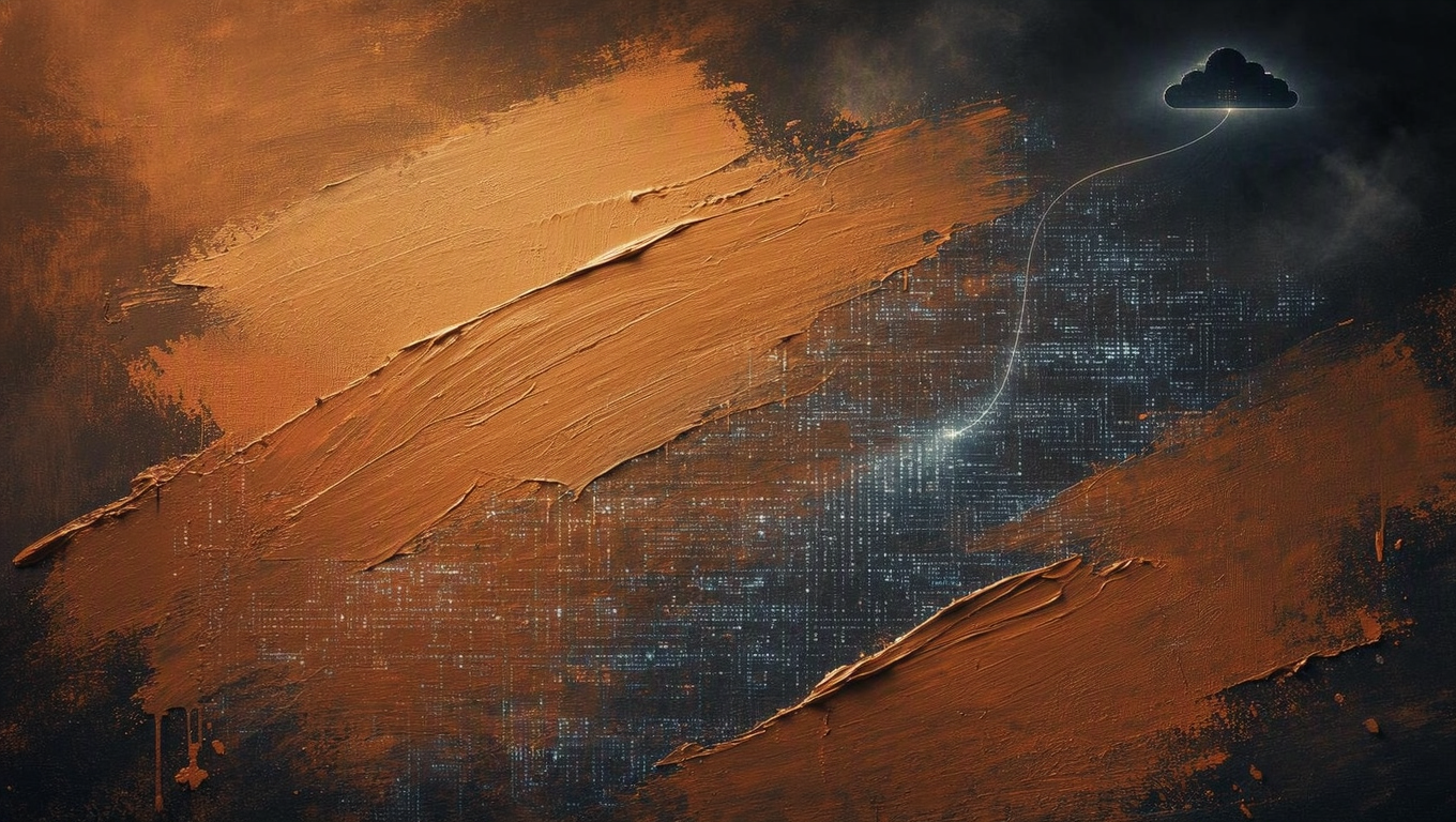 This is an editorial lead image about a conceptual deception (local AI processing masking a hidden trackable watermark) with no numeric data to plot — it calls for a metaphorical…