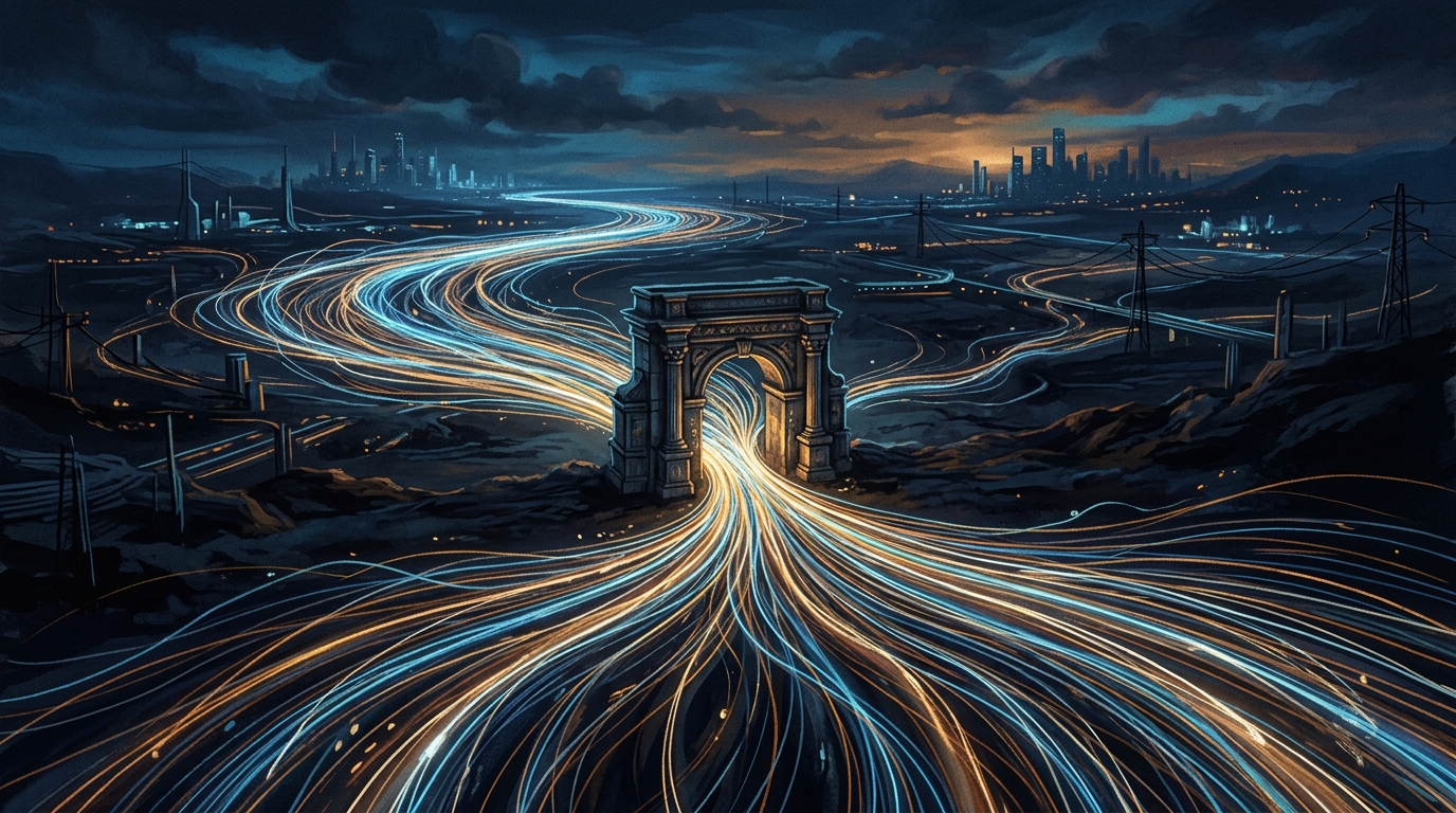 This is a conceptual/editorial lead image about market positioning and power, not a data comparison — no numeric axis is requested or needed, so an illustrative metaphor (a…