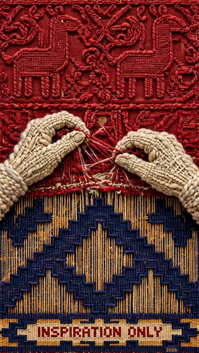 Andean woven tapestry of a vertical narrative cloth: an oute…