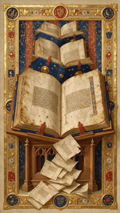 Medieval illuminated manuscript miniature depicting a vertic…