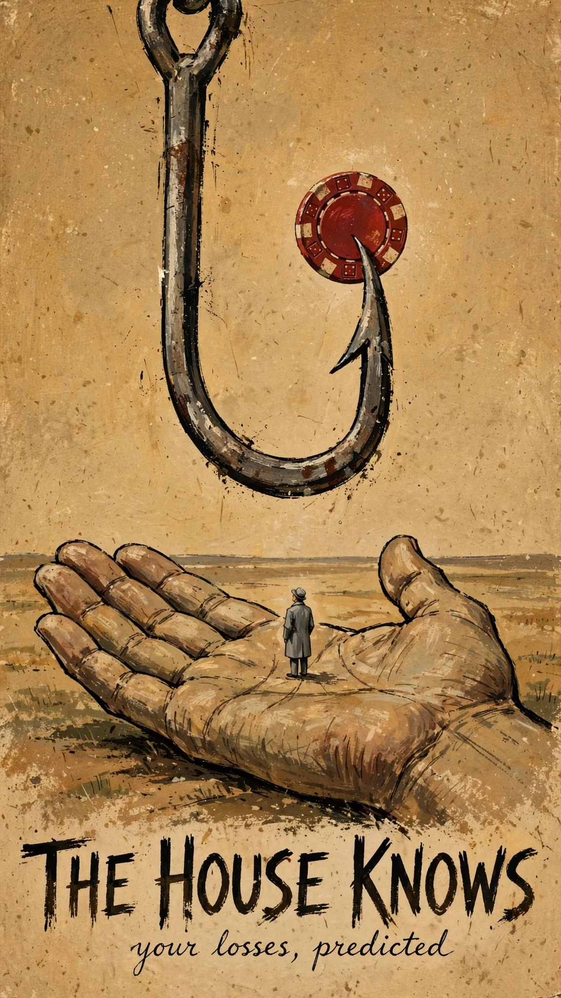 Polish poster school painting in a surreal, hand-brushed gou…