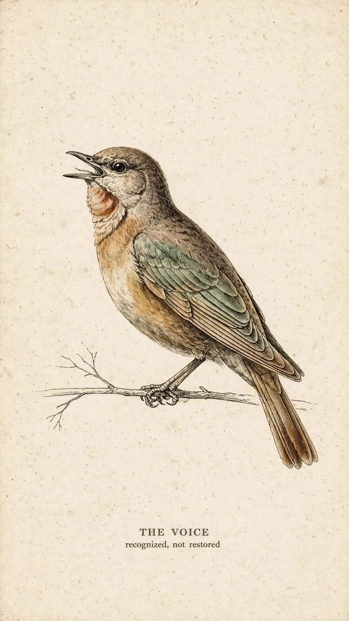 Victorian natural-history plate of a single nightingale in s…