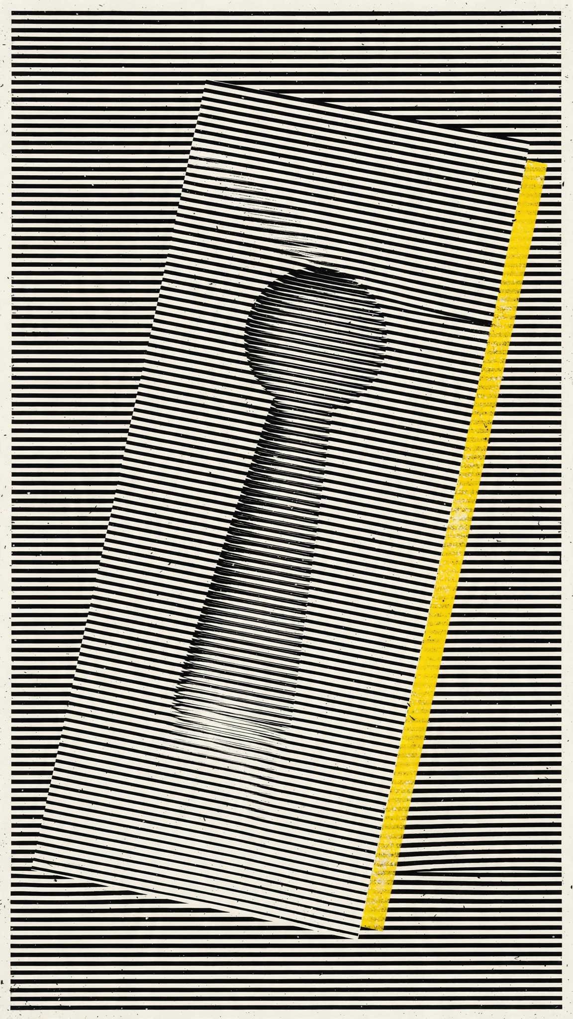 1960s Op-art screen print depicting a single sheet of paper…