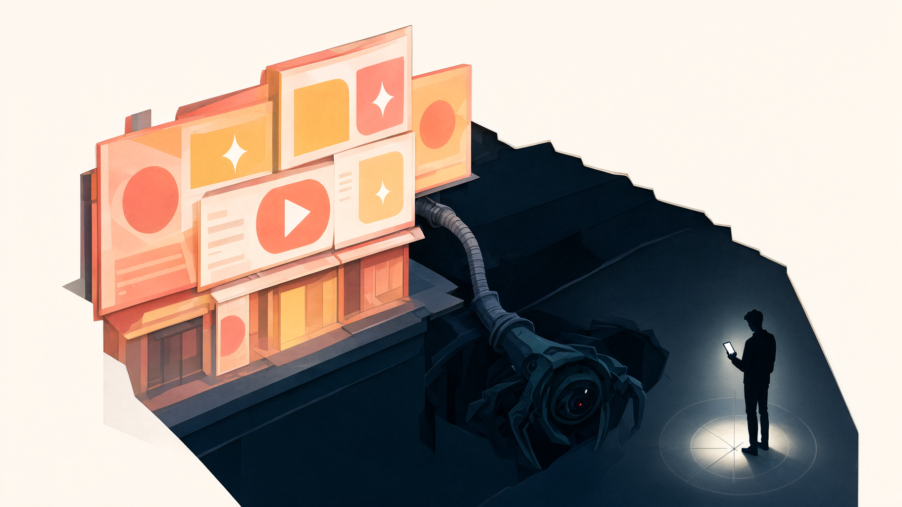 A lead editorial illustration is conceptual and decorative, so generate_illustration fits. The brief says no data, caption, or embedded text. The image should show the tension…